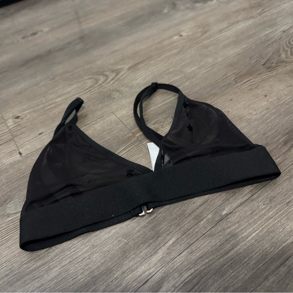 Black Sheer Triangle Bralette - Picture 4 of 7